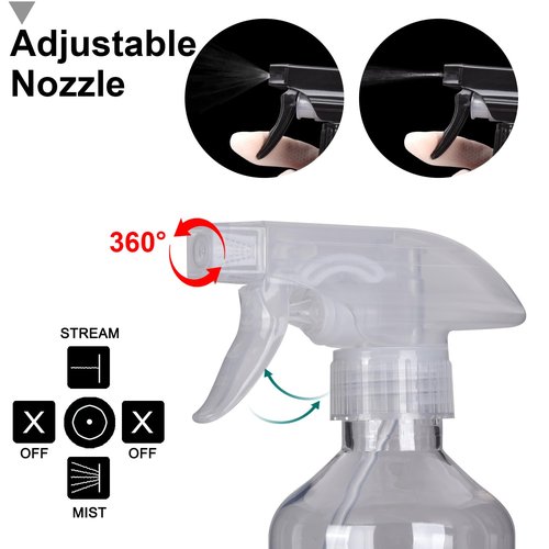 CZXNBI Plastic Spray Bottles - 10.5OZ/300ML Empty Spray Bottles for Cleaning Solutions,Pet, Essential Oils, Hair, Cooking - Mist/Stream Water Bottle