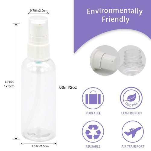 TrendBox 12 Pack Plastic Empty Bottles with Duckbill Pump Cap for Shampoo, Lotions, Liquid Body Soap, Cream (2 oz / 60 ml)