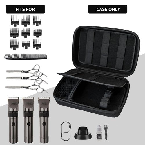 Hard Travel Case for Hair Clippers, Hair Cutting Barber Supplies Holder, Trimmer Organizer Storage Bag for Ufree/Hatteker/Oneisal/Wahl 5Star/Andis Men Razor Guard Grooming Kits (Bag Only) (Black)