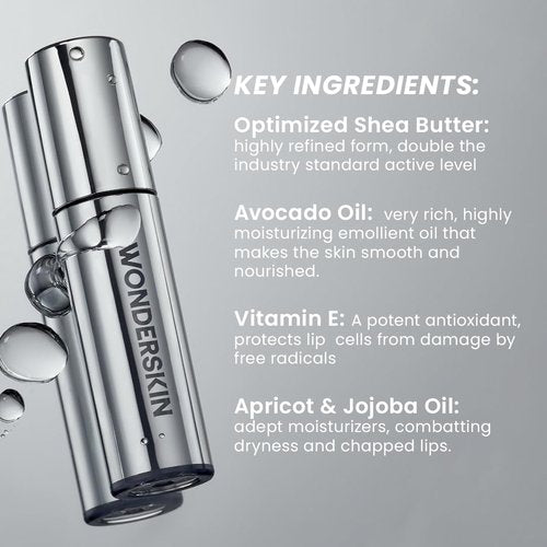Wonderskin 3-in-1 Lip Scrub Exfoliator & Moisturizer, Lip Exfoliator Scrub, Hydrating Balm with Lip Rehab Serum Oil, Hydrating and Moisturizing (Clear)
