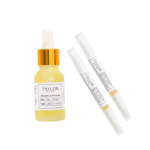TAYLOR MADE Polish Cuticle Oil – 100% Organic Cuticle Oil | Paraben-free | Non-toxic | Safe for All Ages | Results in less than 2 weeks | Infused with orchid oil | Nail Oil (Bottle & 2 Pens)