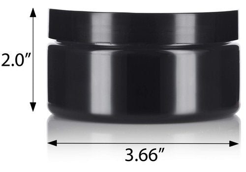 Black PET Plastic (BPA Free) Refillable Low Profile Jar - 8 oz (12 Pack)