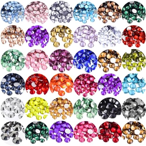 Flatback Rhinestones Round Gems for Nails Art and Crafts 4000Pcs SS12 3mm Glitter Crystals Stone DIY Bags Clothes Shoes (Pink)