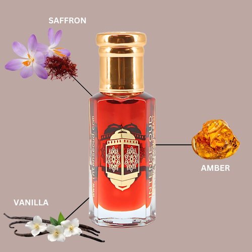 INTENSE OUD Gold Saffron Long Lasting Arabian Perfume Oils for Women 12ML (0.40 OZ) Fragrance Oil With Saffron, Amber & Vanilla Notes - Concentrated Perfume Oil & Elegant Gift for Women in Black Box