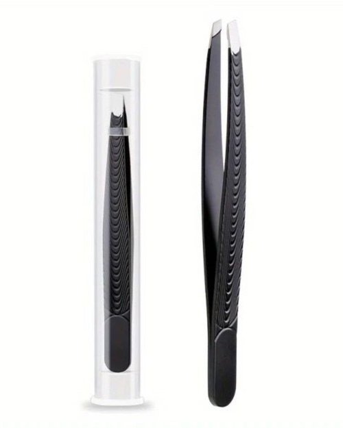 UM Supplies Slant Tweezer, Stainless Steel, High Precision Hair Removal, 1 Count