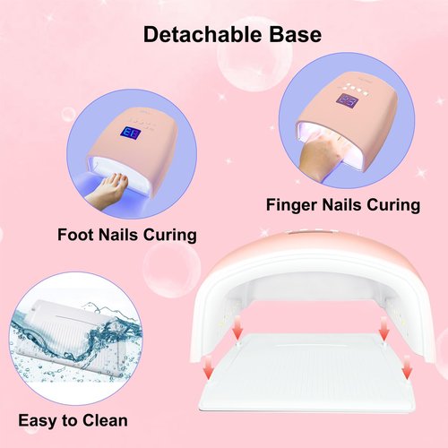 UV Light for Nails, BNYLFGX Cordless UV Nail Lamp for Gel Nails 66W, Rechargeable LED Nail Dryer with 5 Timer Setting Auto Sensor Fast Nail Light Curing Lamp for Salon & Home, Pink