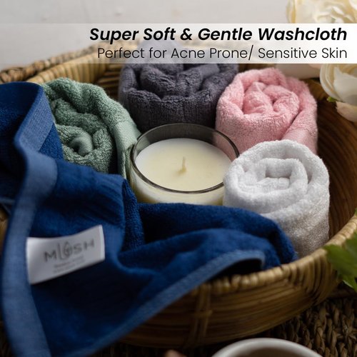 MUSH Rayon Derived from Bamboo Face Towel Washcloth | Ultra Soft, Absorbent Towel for facewash, Gym, Pool, Travel, Spa, and Yoga | 500 GSM 13 x 13 Inches | Pack of 9, Pink