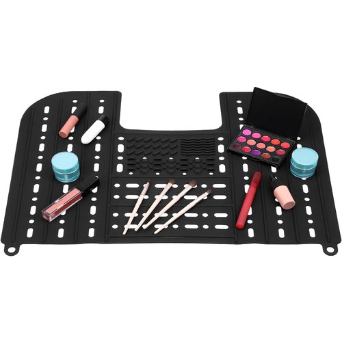 HOLIDYOYO Foldable Silicone Sink Cover Makeup Pad 21.65X16.92 Inches Bathroom Sink Organizer Mat with Drainage for Brush Cleaning and Drying