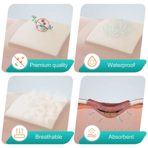 Silicone Foam Dressing with Border 4"x4" 10 Pack & Dimora 2 Packs 6oz 170g Hydrogel Wound Dressing Skin Repair Gel