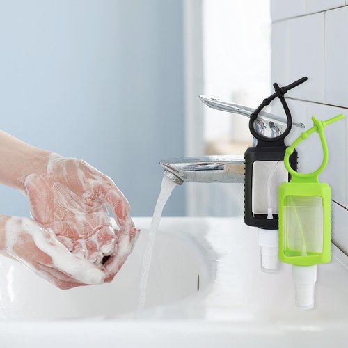 Ulbemoll 5 Pack Hand Sanitizer Travel Size Holder, 60ml/2oz Travel Keychain Spray Bottles Sanitizer Holder Refillable Containers for Kids and Adult | Spray