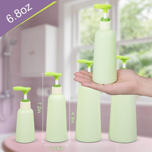 ASEVAT Plastic Pump Bottle 6.7 oz Empty Shampoo Pump Bottles Dispenser 3 Pack Portable Hand Soap Dispenser Leak Proof Empty Travel Shampoo Bottle Shampoo and Conditioner Dispenser