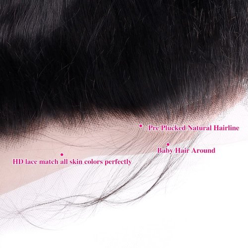 HD Brazilian Virgin Hair - 4x4 Straight Lace Closure, 18 Inch, Free Part, Pre Plucked with Baby Hair
