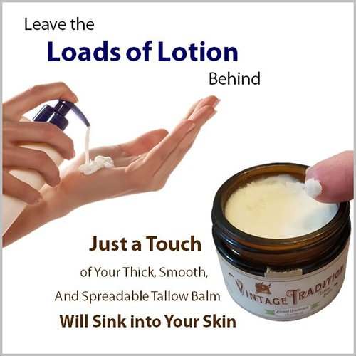 Vintage Tradition Beef Tallow All Purpose Balm – Healing, Hydrating Citrus Oil Skin Care Salve Replaces Body Lotion, Hand Cream, More – Essential Oil,a Olive Oil, and Grass-Fed Tallow, 2 fl. oz.
