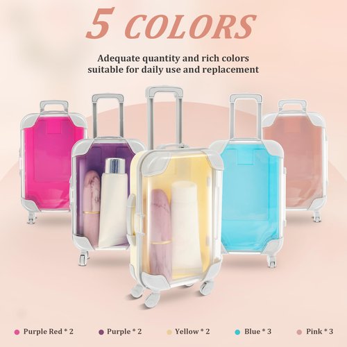 FALESOUL 12 Pack Mini Suitcase Party Favor Box, Luggage Storage Box Empty Candy False Eyelashes Tray Tiny Suitcase, Cute Clear Tiny Packaging Box for Travel Theme Party and Celebrations