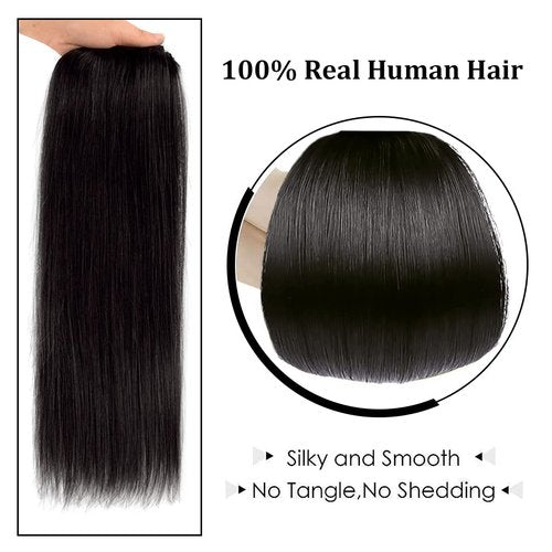 14" Clip in Hair Extensions Remy Human Hair for Women - Silky Straight Human Hair Clip in Extensions 50grams 4pieces Natural Black #1B Color