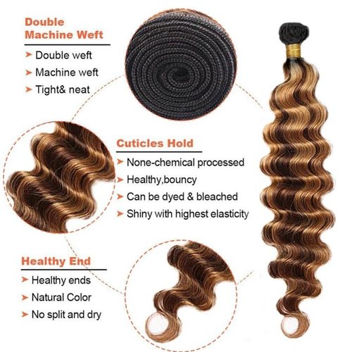 P430 Bundles Highlight Human Hair Bundles Ombre Brown Deep Wave Bundle 20 inch #4 Deep Wave Bundle 100g