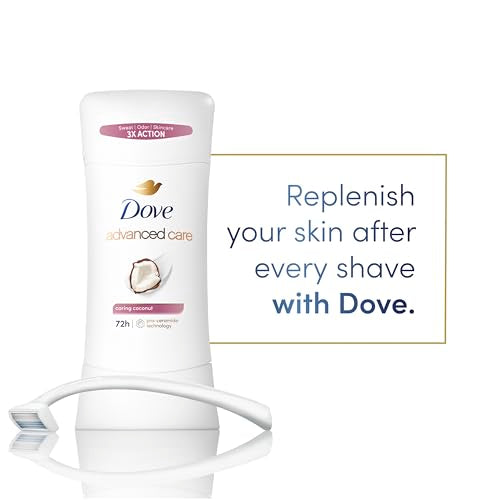 Dove Advanced Care Antiperspirant Caring Coconut, 2 Count Deodorant Stick for Women, for 48 Hour Protection And Soft And Comfortable Underarms, 2.6 oz