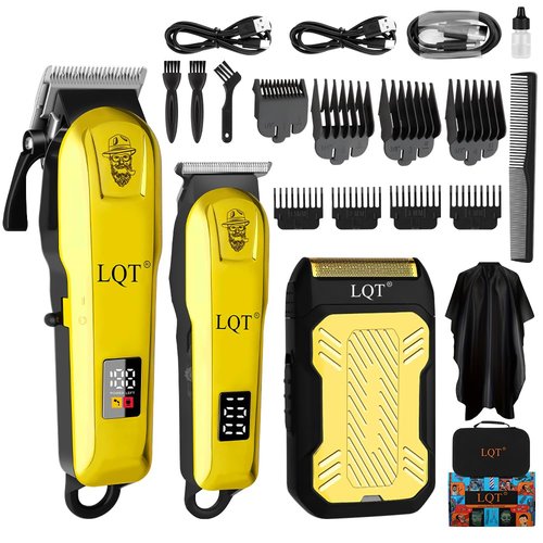 LQT Hair Clippers for Men Professional, Beard Trimmer Kits & Sets, Cordless Mens Hair Trimmer, Electric Shavers, Haircutting Machine with LED Display, Barber Clippers Kit for Men Grooming Gifts