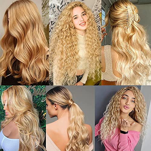 26 28 30 inch Blonde Bundles Human Hair #613 Kinky Curly Bundles P27/613 Human Hair Bundle Highlight Curly Wave Bundle