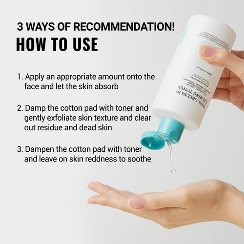 ASNO Vital Greens Calming Toner 300ml - Genderless Vegan Soothing Care for Acne, Pimple, Redness, Sensitive Skin, Superfood 80% + Ceramide, Hydrating Daily Facial Toner, Korean Skin Care