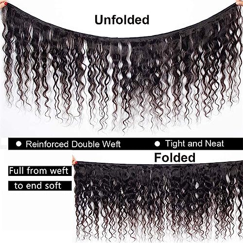 Water Wave Bundles Human Hair Soft Brazilian Virgin Human Hair 100% Unprocessed Wet and Wavy Curly Bundles Natural Black Color Can Be Dyed Total 300g 20 22 24 Inch