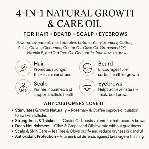 4Oz Plant Based Hair Oil. Neutral Natural Vegan Hair Oil, Tik Tok, Castor oil, Rosemary, Coffee, Cloves, Botanic Oil, Thicker Hair, Hair Growth