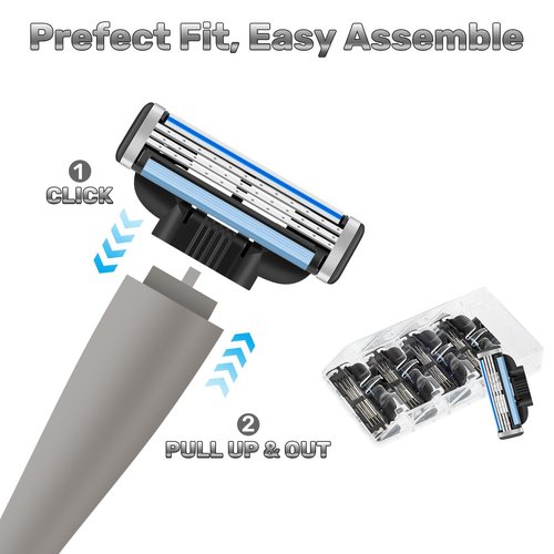 Razor Blade Refills for Men-24PCS Compatible with Mach 3 Razor Blades Refill Disposable Blade Manual Beard Trimmer Safety Replacement Shaver Heads Set