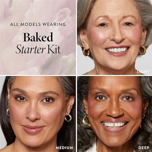 LAURA GELLER NEW YORK Baked Starter Kit: Fair, Best of the Best Full Face Palette + Baked Balance-n-Brighten Powder Foundation + Retractable Angled Kabuki Brush Set