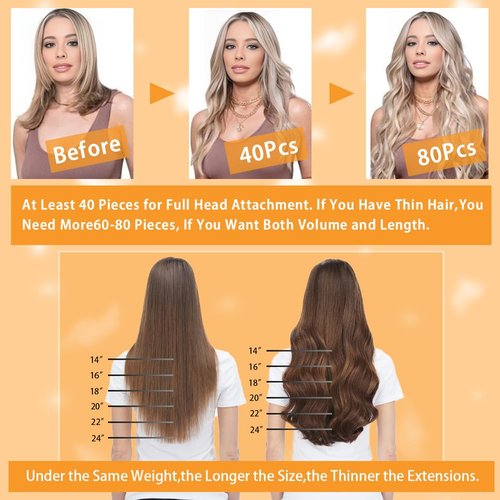 YDDM Tape in Hair Extensions Human Hair 18 Inch 20pcs Balayage Natural Black to Chestnut Brown 100% Remy Human Hair for Women Seamless Invisible Tape in Hair Extensions(1B/1B/6#, 18 Inch)