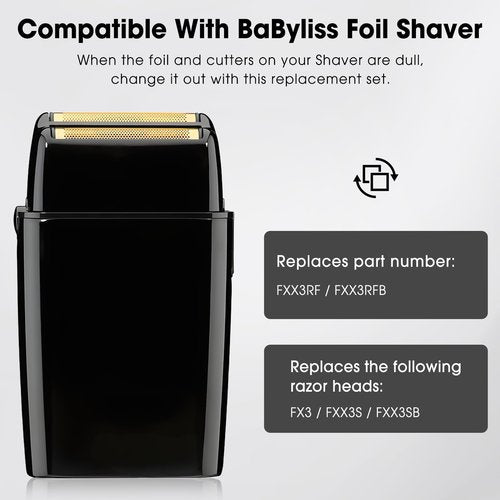 FX3 Shaver Replacement Head Compatible with BaByliss Pro FX3 Foil Shaver, Hypoallergenic Gold Foil, Black
