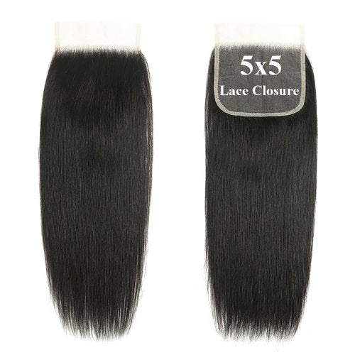 5x5 Closure Straight Transparent HD Lace Closure 12A Brazilian Virgin Human Hair Closure Free Part Pre Plucked with Baby Hair Natural Color 18 Inch