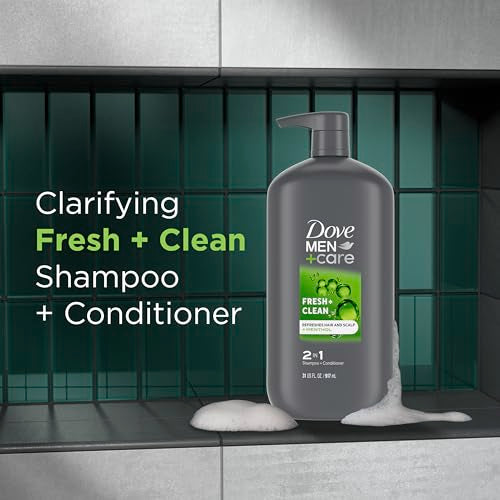 DOVE MEN + CARE 2 in 1 Shampoo and Conditioner Fresh & Clean for Clean Hair Shampoo and Conditioner for Stronger, Healthy Hair Everyday 31 oz