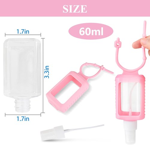 Ulbemoll 5 Pack Hand Sanitizer Travel Size Holder, 60ml/2oz Travel Keychain Spray Bottles Sanitizer Holder Refillable Containers for Kids and Adult | Spray