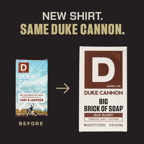Duke Cannon Supply Co. Big Brick of Soap Bar for Men Leaf + Leather (Amber & Woodsy Scent) Multi-Pack - Superior Grade, Extra Large, Masculine Scents, All Skin Types, Paraben-Free, 10 oz (3 Pack)