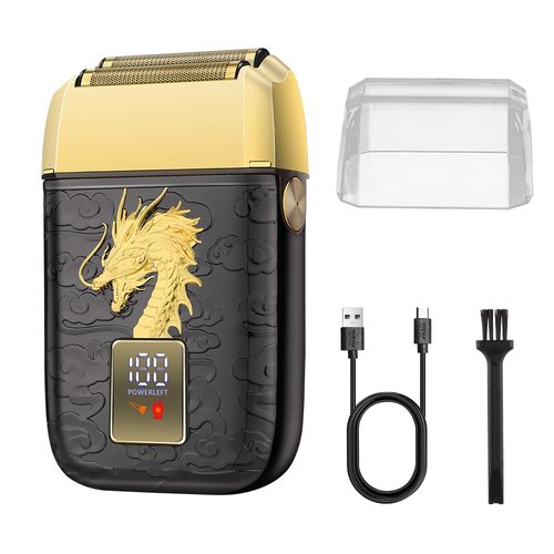 HIENA PRO Professional Foil Shaver for Men, Double Electric Foil Trimmer, Cordless Bald Head Precision Trimmer, Electric Razor, Rechargeable with USB, Gifts for Men (BGLT)