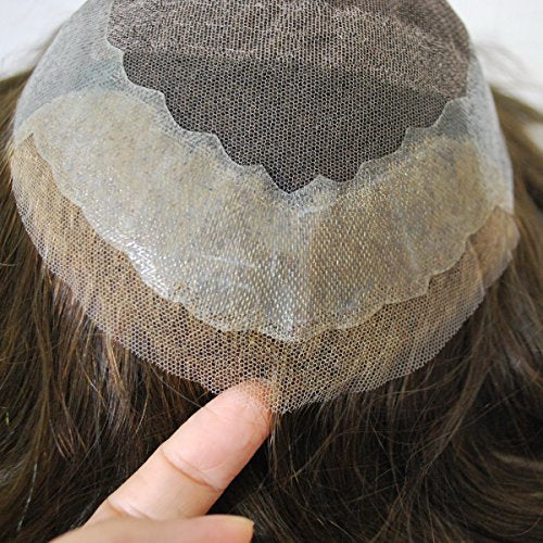 Toupee for Men Dark Brown Human Hair System Unit Hair piece #2 Pu Lace in Stock