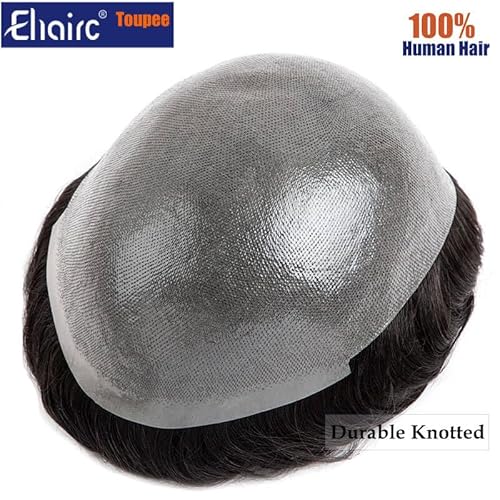 Toupee Hair for Men 0.1mm Poly Skin Human Hair Men's Toupee Durable PU Toupee Hair System for Men Base Size 8x10 Inch 130% Density mens wig Hairpieces£¨1B30£©