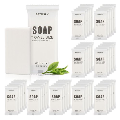 BFZMSLY 200 Pack Bulk Wrapped Hotel Bar Soap, 0.5 oz (15g), White Tea Scent – Mini Guest Soaps for Hotels, Airbnb, Vacation Rentals, Travel Toiletries, Individually Wrapped