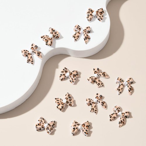 Dulyork 36Pcs Leopard Print Bow Nail Art Charms - Acrylic Rhinestone - Bow Shape - Nail Art Rhinestones