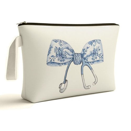 ARPTCN Chinoiserie Coquette Bow Stethoscope Nurse Makeup Bag - trendy Nurse Themed Gifts for Girls Mom Women, Bow Stethoscope Nurse Cosmetic Bag, Cosmetic Travel Bags for Women, Nursing Student Gifts
