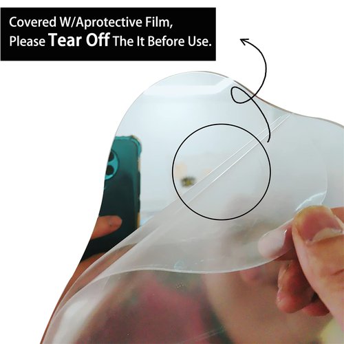 GUOJOZO Acrylic Makeup Mirror for Desk with Stand Aesthetic Desk Decor Vanity Mirror Frameless Table top for Bedroom,Living Room and Minimal Spaces Room Decor (Baby Fat)