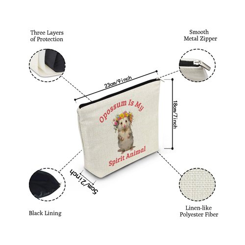 YULUENZE Funny Opossum Makeup Bag Toiletry Zipper Pouch Inspirational Gift Opossum Is My Spirit Animal Cosmetic Bag for Opossum Lovers Women Friends