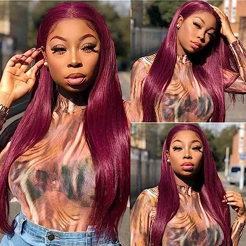 Remy Hair: Burgundy Brazilian Virgin Straight Hair Bundles 16-20 Inch, Double Weft Unprocessed Human Hair Extension Sets - Auburn