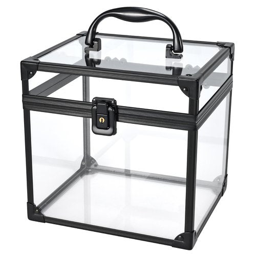 FRENESSA Portable Makeup Case Clear Crown Box Cosmetics Display Case Toiletry Organizer Box Transparent Acrylic Artists Train Case Travel Makeup Tools Storage for Vanity Bathroom Counter Dresser Case