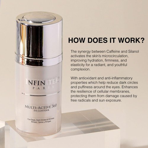 Infinitek Paris Multi-Active Collagen Eye Cream; Retinol Serum Contour - Anti Aging Eye Cream for Wrinkles, Under Eye Treatment for Dark Circles and Under Wrinckle Repair. 0.50 Fl Oz