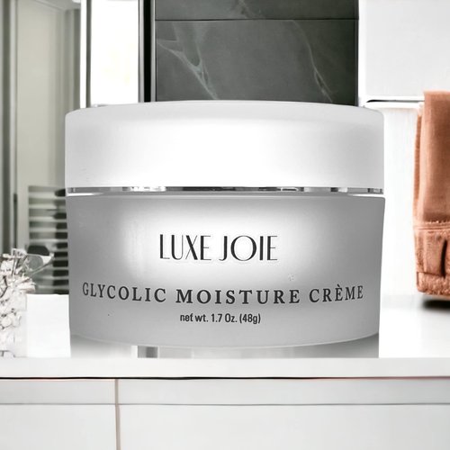 LuxeJoie Glycolic Moisture Crème – Exfoliating Face Cream with Glycolic Acid for Smooth, Radiant Skin – Hydrating, Lightweight Daily Moisturizer – 1.7 oz (48g)