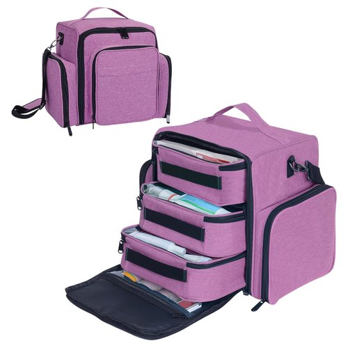BAOMANYUHA Large Makeup Bag Cosmetic Case Organizer with 3 Inner Removable Pouches Multifunctional Travel Train Storage,Purple