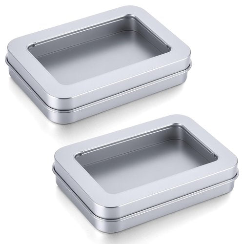 Zyghjort Travel Floss Picks Case, 2 Pcs 3.4 × 2.3 Inch Portable Cotton Swab Holder Small Cotton Ball Case Metal Storage Box with Lid for Bathroom Desktop Organizing Cosmetic Hair Ties Small Items