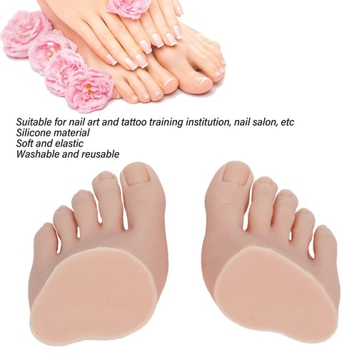 Nail Art Training Foot 1 Pair Fake Half Foot for Pedicure Practice, Soft Wear Resistance Silicone Practice Foot Pedicure Tattoo Practice Silicone Foot Model Acrylic Nails