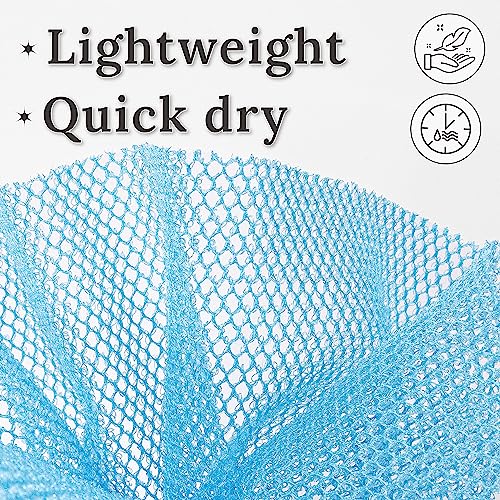 myHomeBody African Net Sponge, African Bath Sponge, Body Exfoliator Scrubber, Bath Washcloths, Exfoliating Net, Shower Back Scrubber, Set of 3, Light Blue, Beige, Pink